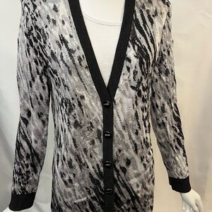 St. John Black and Gray Women's Cardigan Logo Buttons